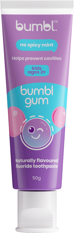 Bumbl Gum fluoride toothpaste tube