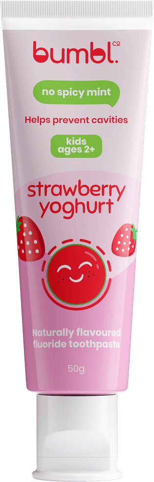 Strawberry Yoghurt fluoride toothpaste tube
